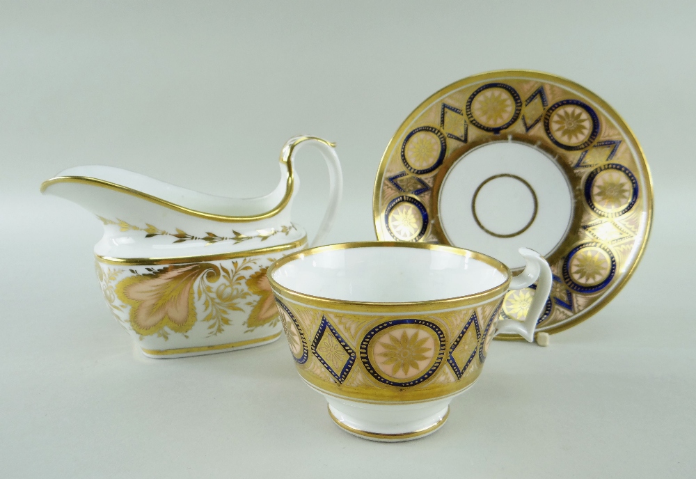 SWANSEA PORCELAIN EMPIRE-STYLE TEA CUP & SAUCER & NON-MATCHING MILK JUG the cup and saucer in