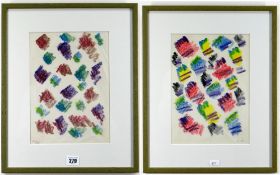 JACK JONES crayon, a pair - abstract, both signed with initials, 1986, 27 x 19.5cms Provenance: