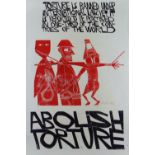 PAUL PETER PIECH two colour lithograph - 'Abolish Torture' with typography 'Torture is banned