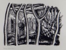 LESLIE MOORE pen and ink - title in pencil 'Deserted Italian Farmhouse', 1944 date on Martin