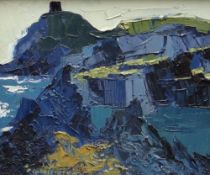 GWILYM PRICHARD oil on canvas - landscape, entitled verso 'Abereiddy Slate Quarry', dated verso