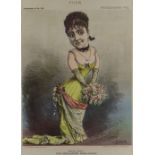 J KEPPLER chromolithograph from Puck Magazine - caricature of Adelina Patti 'The Everlasting Prima-