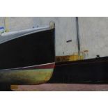 GARETH DAVIES watercolour - study of two black hulled boats, signed and entitled verso 'Black