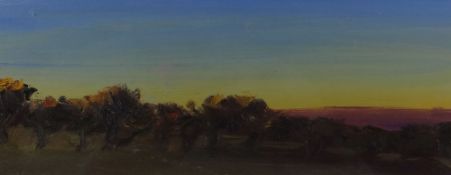 DAVID LLOYD GRIFFITH oil on panel - sunset and landscape, entitled verso 'Dyffryn Conwy', signed