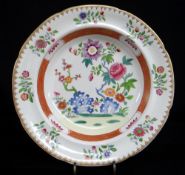 SWANSEA PORCELAIN JAPAN PATTERN DISH, decorated with a garden of peonies and other flowering plants,