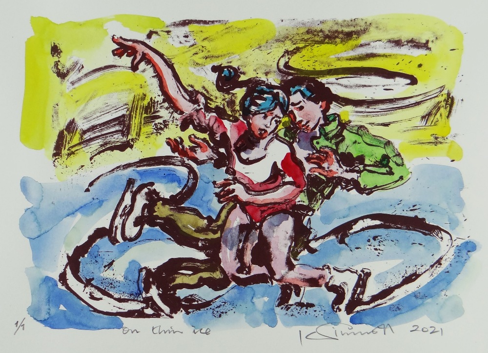 KEVIN SINNOTT (1/1) handcoloured monoprint produced by master printmaker Pete Williams - two