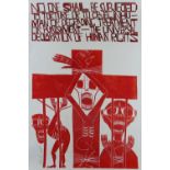 PAUL PETER PIECH two colour lithograph - three figures and typography 'No one shall be subjected