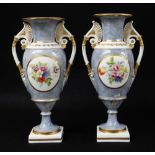 A PAIR OF SWANSEA PORCELAIN VASES circa 1814-1818, of ovoid form over a circular feet on square
