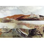 GLYN GRIFFITHS collage - entitled verso 'Estuary Castle' and dated 1973, signed, 45 x 62cms