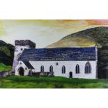 OGWYN DAVIES limited edition (16/25) colour print - historic Vale of Glamorgan village church St