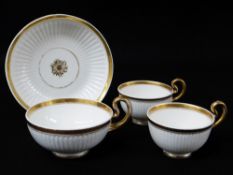 SWANSEA PORCELAIN PARIS FLUTE BREAKFAST CUP & SAUCER together with two further similar cups, each