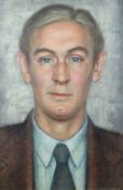 ALFRED JANES mixed media - head and shoulders portrait of a middle aged man in suit with tie,