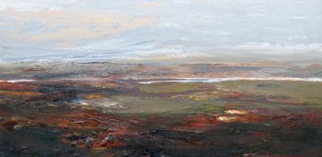 BETH FLETCHER oil on board - entitled verso on Albany Gallery label 'Estuary Glimpse Winter', 61 x