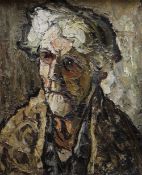 SIR KYFFIN WILLIAMS RA oil on canvas - head and shoulders portrait, entitled verso 'Portrait of