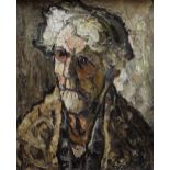 SIR KYFFIN WILLIAMS RA oil on canvas - head and shoulders portrait, entitled verso 'Portrait of