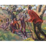 KEVIN SINNOTT oil on linen - four figures, entitled verso on Martin Tinney Gallery label, '