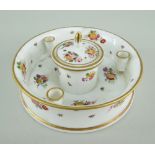 A RARE SWANSEA PORCELAIN INKSTAND in the form of a shallow dish with everted rim, centre circular