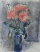 WILL ROBERTS pastel - still life, entitled verso 'Roses in Tall Vase', signed and dated 1996, 36 x