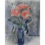 WILL ROBERTS pastel - still life, entitled verso 'Roses in Tall Vase', signed and dated 1996, 36 x