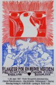 PAUL PETER PIECH & THOMAS KRUSE three colour poster - to advertise a 1987 Danish / British