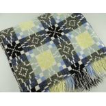 VINTAGE WELSH TAPESTRY BLANKET of geometric design, pastel colours with black, 218 x 162cms