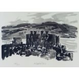 SIR KYFFIN WILLIAMS RA limited edition (194/500) print - Conwy Castle, town and river beyond, signed