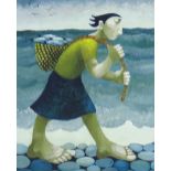 MURIEL DELAHAYE limited edition (55/275) colour print - 'The Fisherman's Daughter', signed in