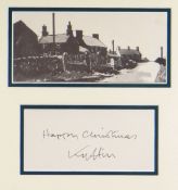 SIR KYFFIN WILLIAMS RA printed greeting card - village of Carmel, from an inkwash, framed together