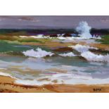 DONALD MCINTYRE acrylic - entitled verso 'Dark Sea', signed with initials, 19 x 27cms Provenance: