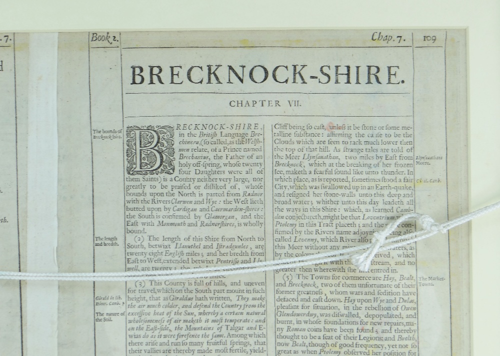 JOHN SPEED coloured antique map - Brecknoke 'Both Shyre and Towne described', dated 1610, - Image 4 of 4