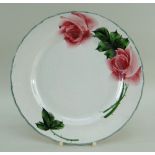 LLANELLY POTTERY ROSE PLATE, painted/printed Llanelly mark to base, 22cms diam Provenance: private