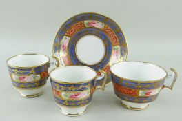 SWANSEA PORCELAIN MATCHING CUPS & SAUCERS comprising saucer and three cups in pattern number 403,