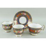 SWANSEA PORCELAIN MATCHING CUPS & SAUCERS comprising saucer and three cups in pattern number 403,