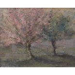 LEONARD BEARD oil on board - entitled verso 'Blossom Trees', signed, 23 x 28cms Provenance: