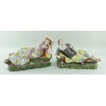 A RARE PAIR OF SWANSEA EARTHENWARE FIGURES OF ANTHONY & CLEOPATRA circa 1791, attributed to G.