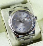 ROLEX DATEJUST II STAINLESS STEEL AND 18K WHITE GOLD AUTOMATIC CALENDAR BRACELET WATCH, ref. 116334,