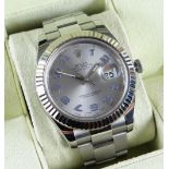 ROLEX DATEJUST II STAINLESS STEEL AND 18K WHITE GOLD AUTOMATIC CALENDAR BRACELET WATCH, ref. 116334,