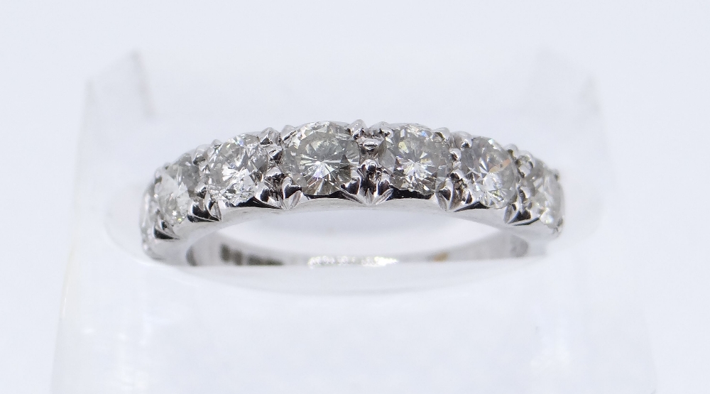 18CT WHITE GOLD SEVEN STONE DIAMOND RING, total diamond weight 1.0cts approx. (visual estimate), - Image 3 of 3