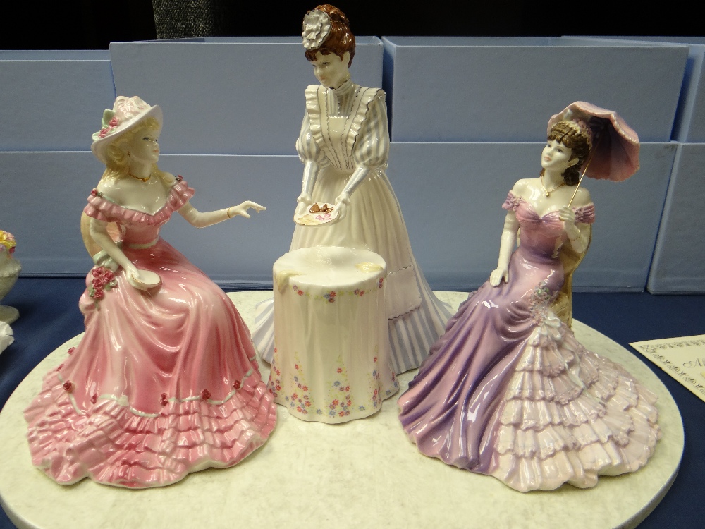 LARGE COALPORT PRESTIGE COLLECTION 'AFTERNOON TEA' GROUP, limited edition no. 53/250, depicting - Image 6 of 28