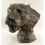 DONALD GREIG (South African, b. 1959) limited edition (9/40) bronze - Leopardo, head study of a