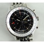 BREITLING NAVITIMER WORLD STAINLESS STEEL CHRONOGRAPH GMT CALENDAR BRACELET WATCH, ref: A24322, c.