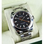 ROLEX MILGAUSS ANTIMAGNETIC BRACELET WATCH, ref. 116400, c. 2009, ser. no. M88***1, 31-jewel Cal.