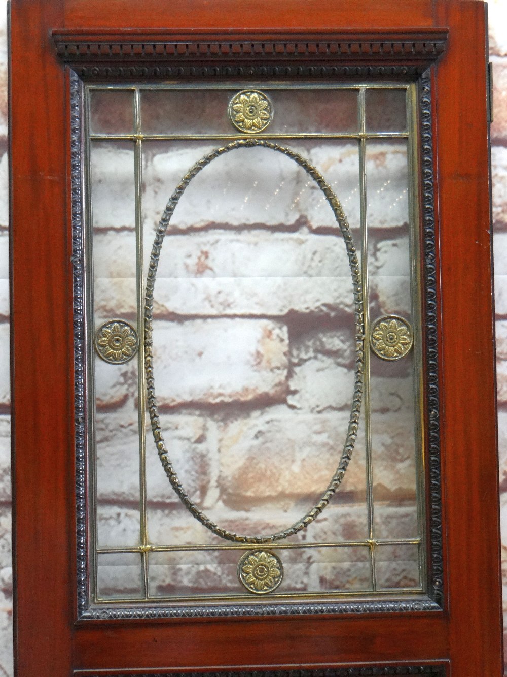 A FINE LATE VICTORIAN MAHOGANY RAILWAY CARRIAGE DOOR, c. 1890, being an internal clerestory door for - Image 3 of 5