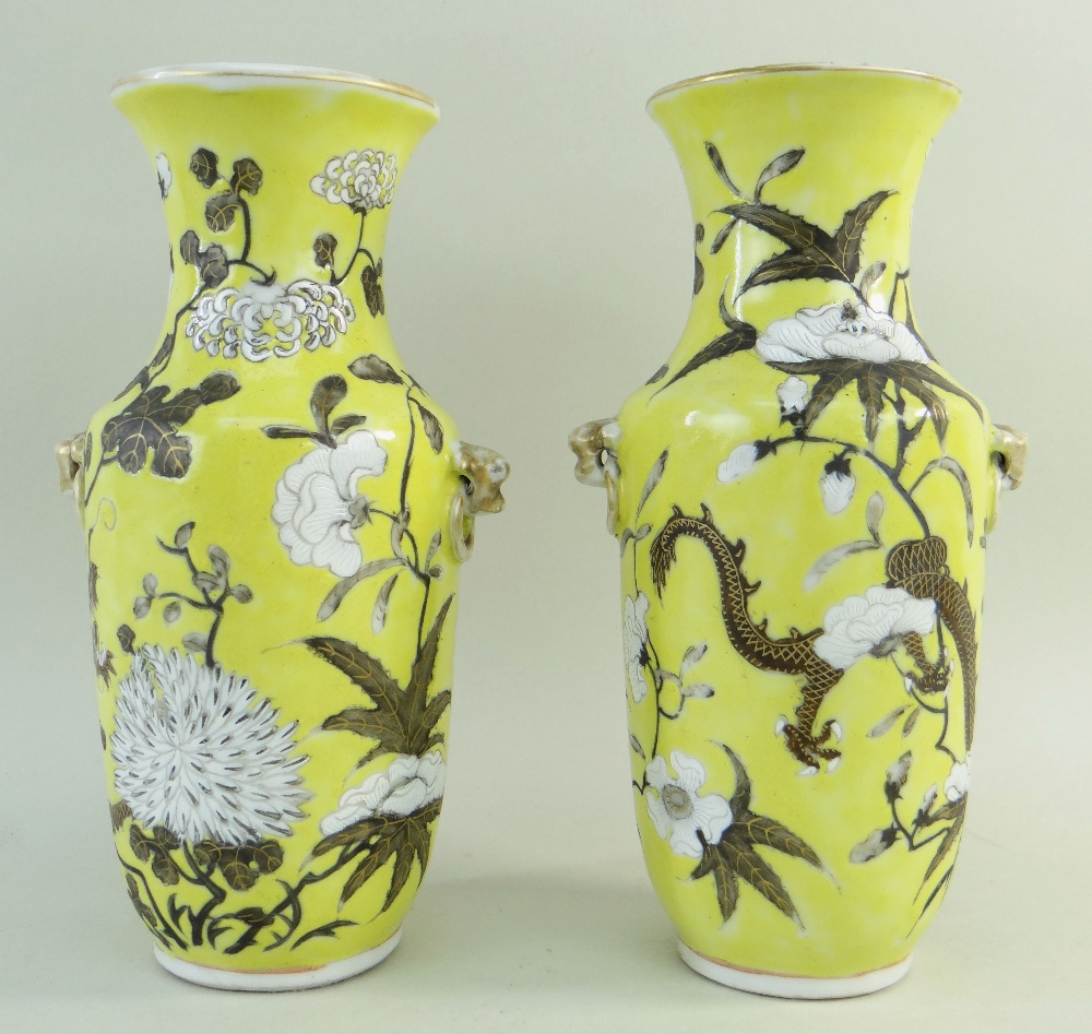 PAIR CHINESE 'DOWAGER EMPRESS DAYAZHAI' TYPE PORCELAIN VASES, 20th Century, shouldered form with - Image 2 of 8