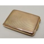 GEORGE V 9CT GOLD MATCH BOOK CASE of rectangular form, engine turned, Birmingham 1925, engraved