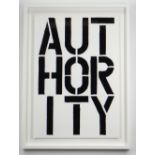 CHRISTOPHER WOOL (American, b. 1955) screenprint - 'Authority (Black Book)', 68 x 51cms