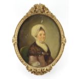 MID 18TH CENTURY BRITISH SCHOOL oil on canvas - portrait of Mrs Catherine Allix in lace cap,