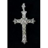 VICTORIAN DIAMOND ENCRUSTED CROSS PENDANT, mounted in white metal, flared terminals, with diamond