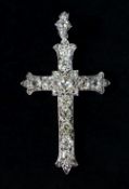 VICTORIAN DIAMOND ENCRUSTED CROSS PENDANT, mounted in white metal, flared terminals, with diamond