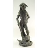 AFTER DONATELLO bronze - David, statue of the victorious youth with sword, late 19th/early 20th